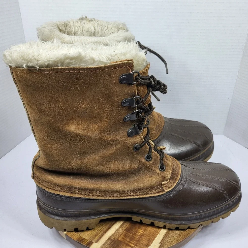 Vintage Sorel Kaufman Caribou Boots Mens 10 Made in Canada Leather Snow Winter